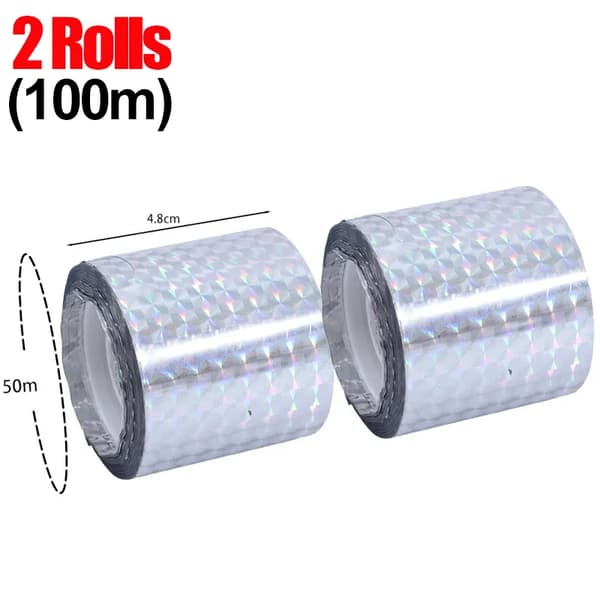 Fugleskræmmende Tape, Reflekterende Overflade, Nem Anvendelse,2 Ruller-B(4.8cm), Ingen stik-c