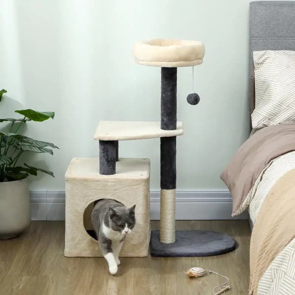Kattetårn, Multi-Niveau Design, Sisal Stænger,hær grøn