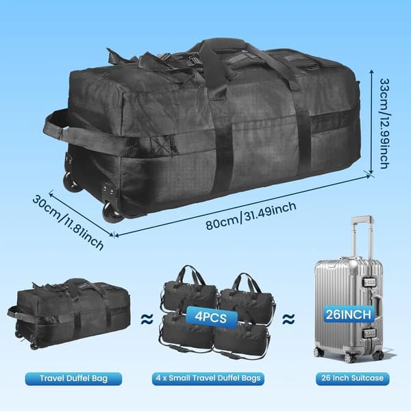 Duffle Bag, Vandafvisende, Multifunktionelt Design,sort