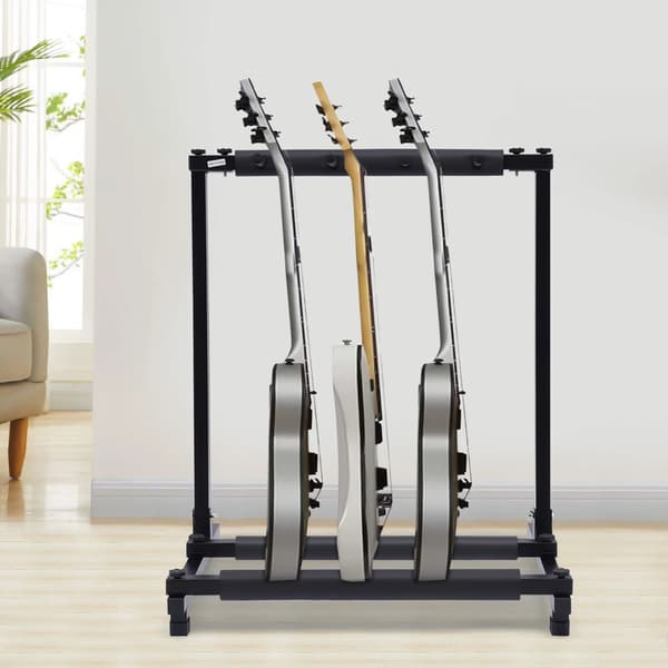 Guitar Stativ, Sammenklappeligt Design, Multi-Guitar Kapacitet,sort