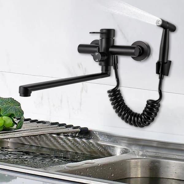 Køkkenvandhane, Multifunktionel Spraypistol, 360° Rotérbar,sort