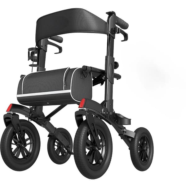 Mobilitetswalker, Sammenklappeligt Design, Letvægts Transportstol,Sort