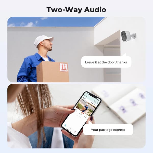 Trådløst Sikkerhedskamera, 3MP HD, WiFi-forbindelse,2 PCS