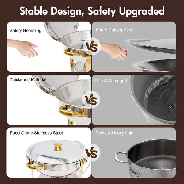 Chafing Dish, Rustfrit Stål, Elegant Rund Design,2Pak