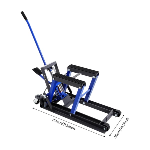 Hydraulisk motorcykellift, justerbar højde, holdbar stål konstruktion,Blå
