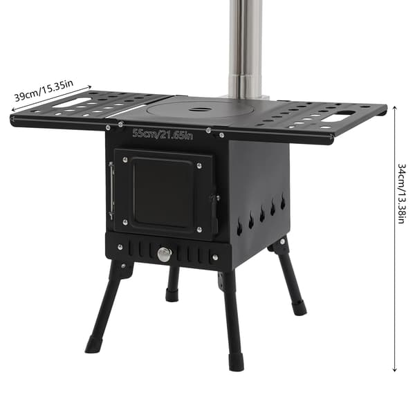 Vedspis, Bärbar Design, Justerbar Höjd,Svart