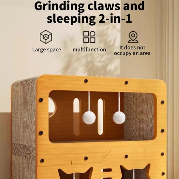 Kattehus, Multifunktionel Kradsebræt, Tre-lags Design,GUL