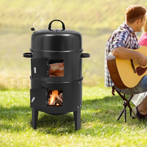 Grill, Multifunktionel Røger, Bærbar Design,sort