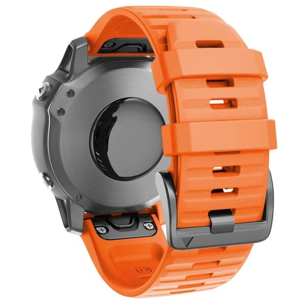 Læderurrem, Holdbart Materiale, Justerbar Længde,QuickFit 26mm, Silikone Orange