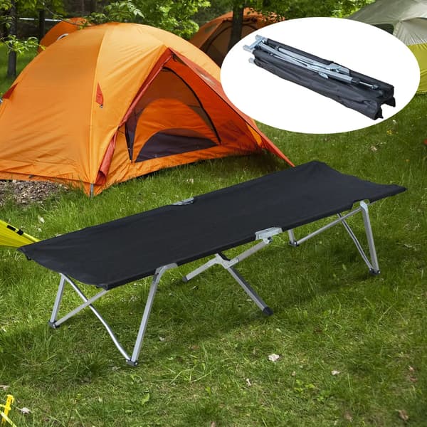 Fällbar Campingbädd, Metallram, Bärbar Design, Svart