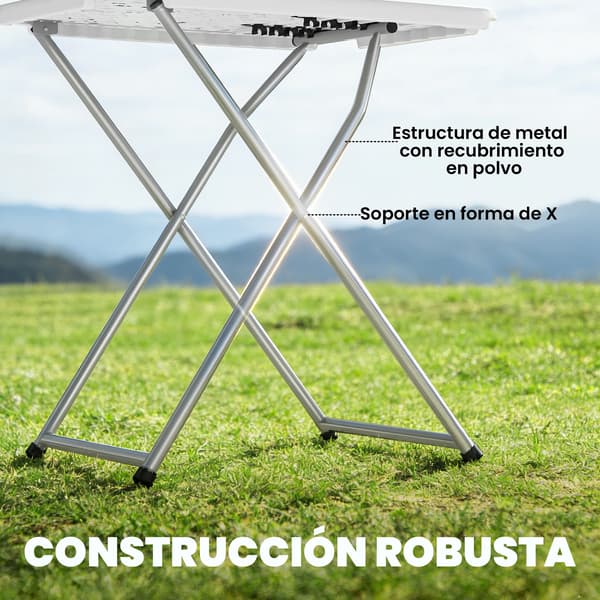 Campingbord, Bärbar Design, Justerbar Höjd, VIT