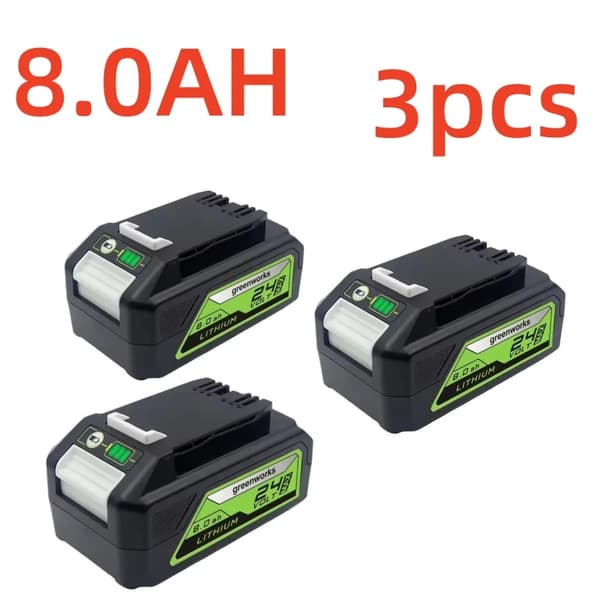 Batterier, 24V Litiumjon, 8000mAh Kapacitet,3st