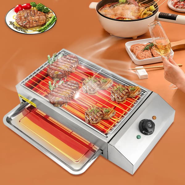 Elektrisk Grillspis, Justerbar Temperatur, Mångsidig Matlagning,Silver