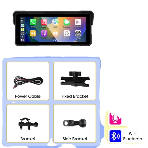 Motorcykel Touch Display, GPS-navigering, Bluetooth-anslutning,8.1 tum PND