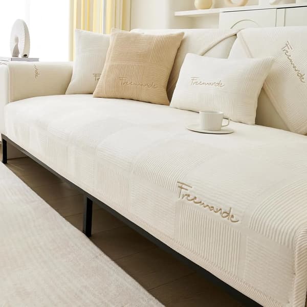 Plush Sofföverdrag, Premium Enstycksdesign, Lättskött,90*160cm-a, VIT
