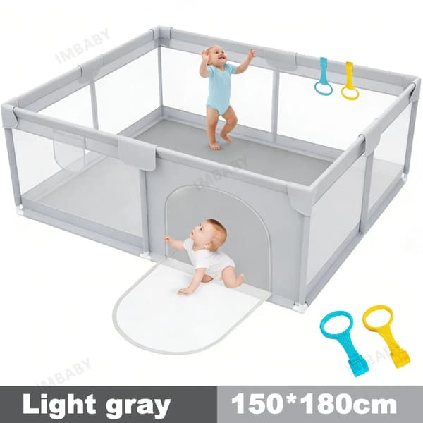 Babysäkerhetslekstuga, Hållbart Material, Snabb Montering,Ljusgrå 1.5x1.8M