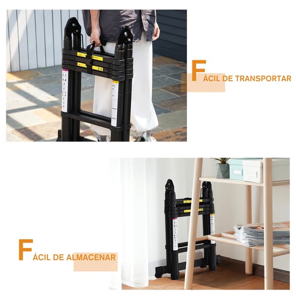 Teleskopstige, 10 trin, multifunktionelt foldbart design,320X67X7 cm