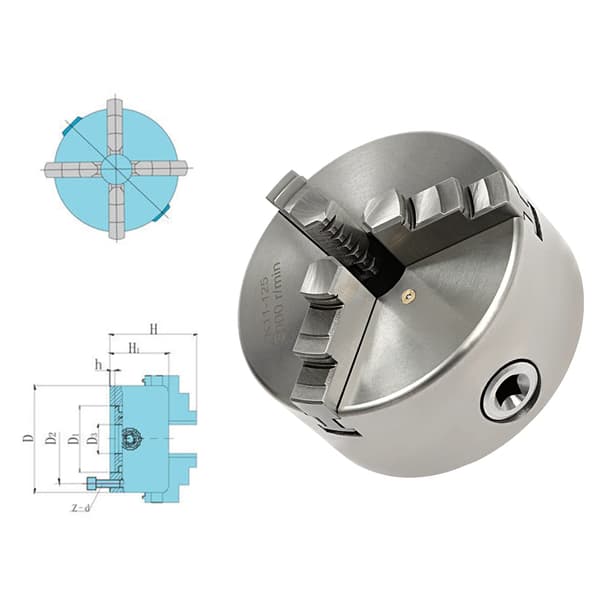 Svarvchuck, 3-käftad design, hög hållbarhet,Silver