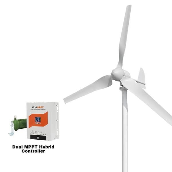 Vindmølle, Høj Effektivitet, Nem Installation,3000W-h, 12V-b, Hybridcontroller 1-b