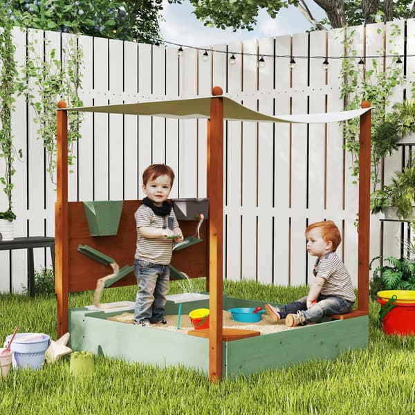 Sandlåda, Barnvänlig Design, Utomhusleksfunktioner, Smaragdgrön