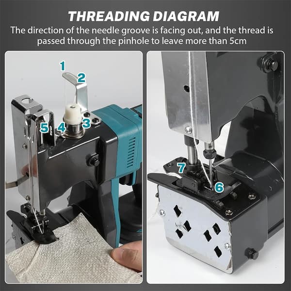 VäskSymaskin, 220V, Högstyrka tyg, AC-driven, Kedjestickning, Bärbar design