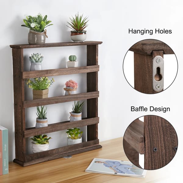 Væghylde, 4-lags design, pladsbesparende organizer,Brun