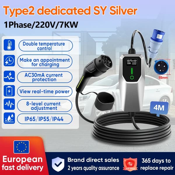 EV-laddare, Mångsidig Kompatibilitet, Hållbar Konstruktion,SYS 7KW 4M, Typ2-b