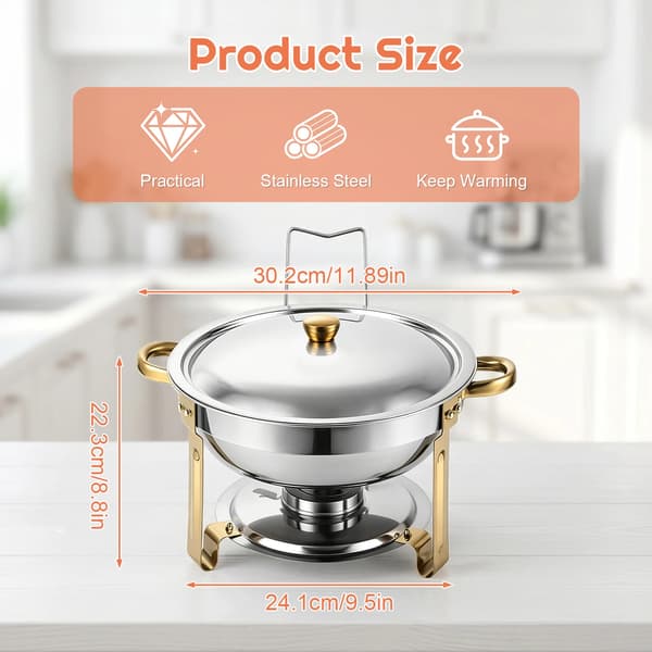 Chafing Dish Set, Minimal Montering, Elegant Design,2PCS Silver, 4.5L-a