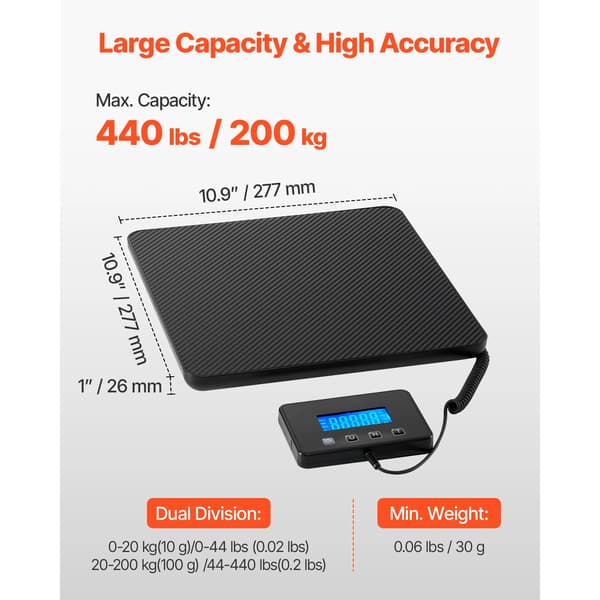 Digital Postvåg, Hög Kapacitet, Precisionsmätning, 440 lbs