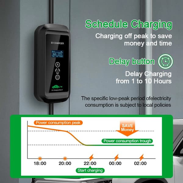 Bærbar EV-lader, justerbar strøm, 5M kabel længde,11KW 5M, Type2