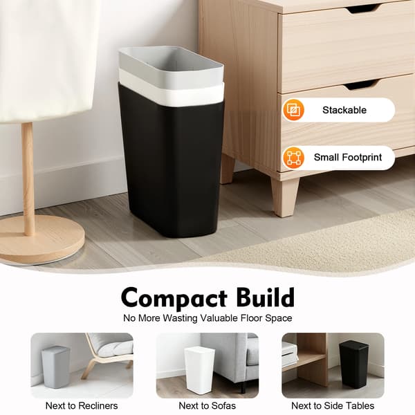 Affaldsbeholder, Holdbart Materiale, Kompakt Design,9L, HVID