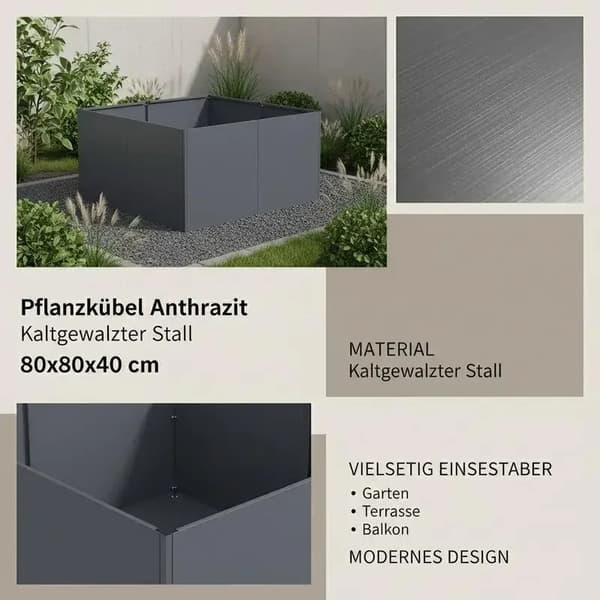 Plantebucket, Holdbart Stål, Alsidig Havearbejde,Anthracit