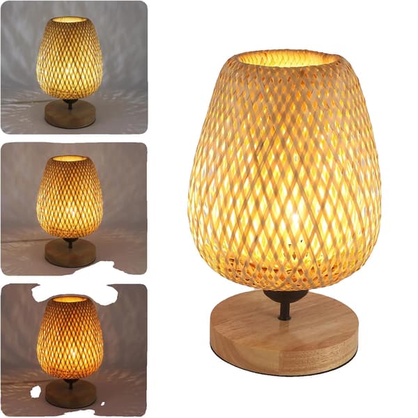 LED Bordslampa, Effekt 10W, Sockeltyp E27, Spänning 220V, Luminös Flöde 249-2000, Material Bambus och Trä