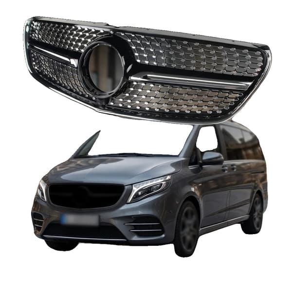 Frontbumpersgitter, Diamantstil, Blank Finish,sort