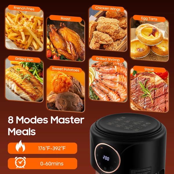 Luftfritös, 4,2L kapacitet, 360° varm luftcirkulation,svart, EU
