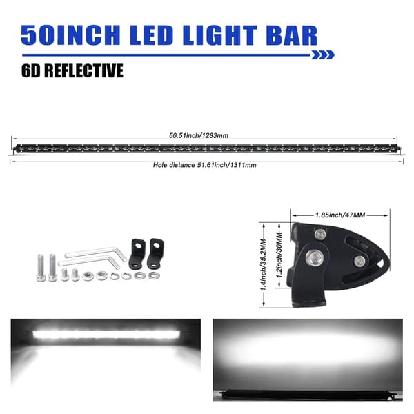 LED Arbejdslampe, Høj Lysstyrke, Holdbart Design,50tommer