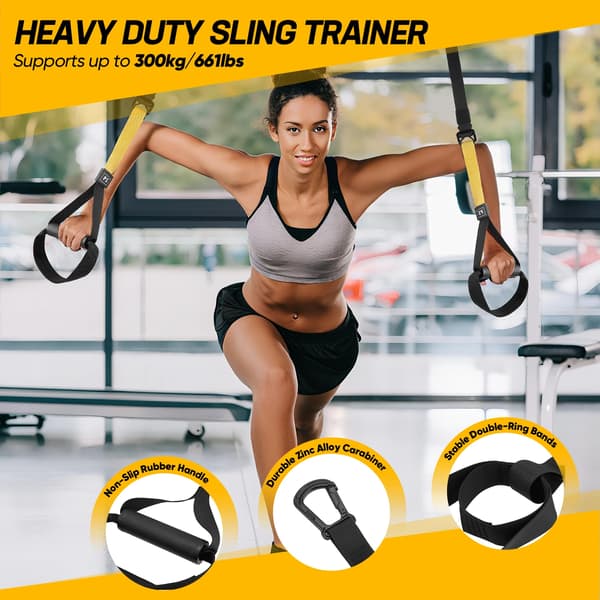 Suspension Trainer, Helkropstræning, 320kg Belastning,sort