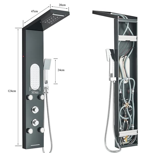 Bruserpanel, Regnvejr Funktion, LED Temperaturvisning,8125 Sort