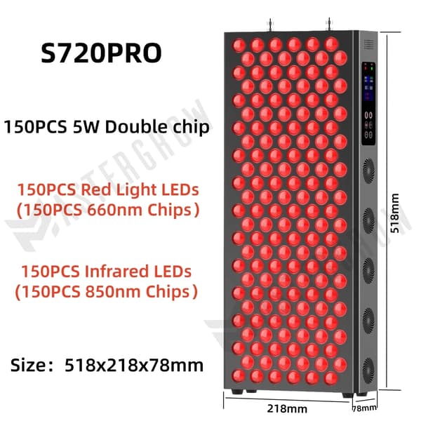 LED-ljusterapi-panel, EU-kontakt, anti-aging och smärtlindrande behandlingar,S720PRO
