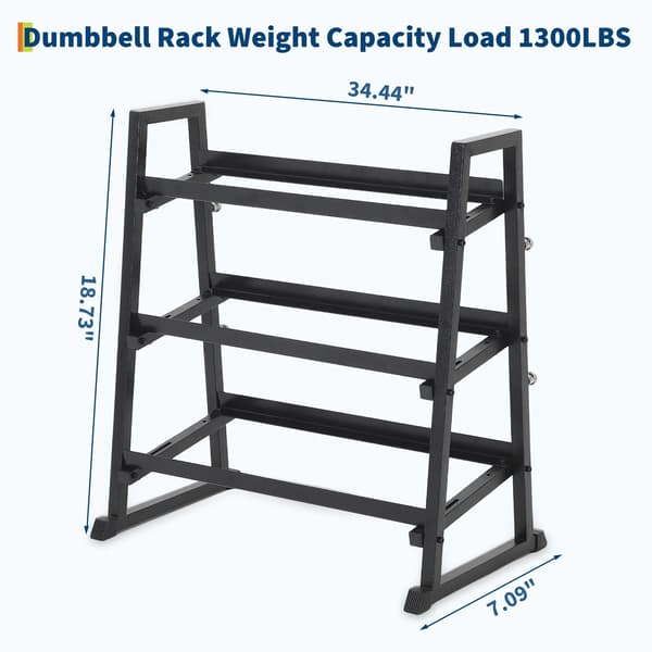 Dumbbell Rack, Justerbar, Kraftig Design,sort