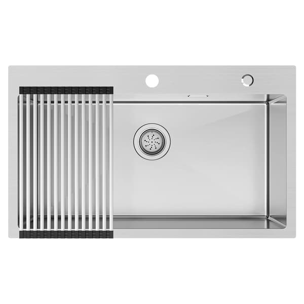 Køkkenvask, Rustfrit Stål Konstruktion, Pladsbesparende Drænsystem,Chrome 75 x 45 cm