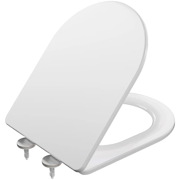 Toalettsits, Mjukstängande Mekanism, Snabbfrigöringsfunktion,Vit, D-form
