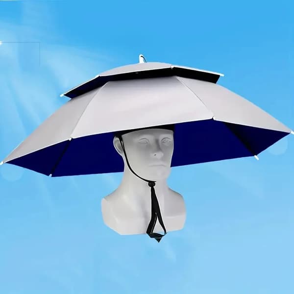 Paraplyhatt, Fällbar, UV-skydd,8K-a, Dubbel lager Silver, järn-a