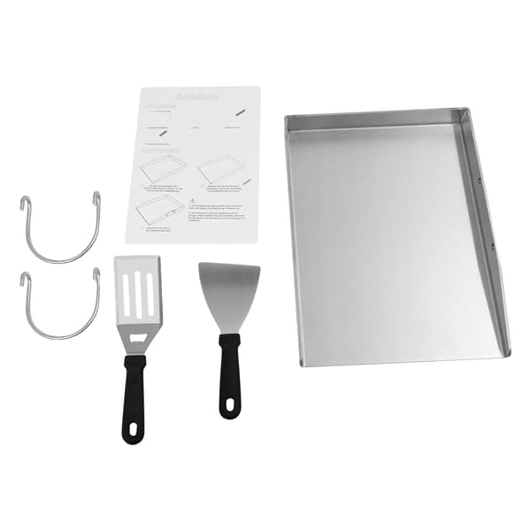 Grillplatta, rostfritt stål, avtagbara handtag,Silver