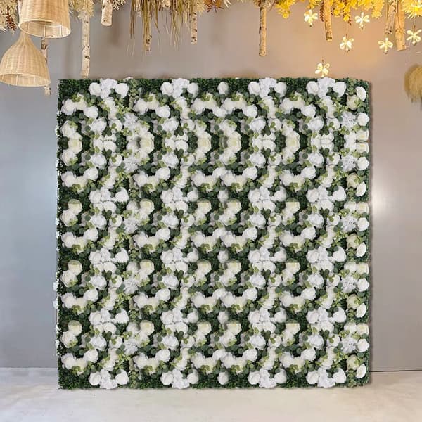 Kunstig Blomsterpanel, Elegant Dekor, DIY Venlig,grøn