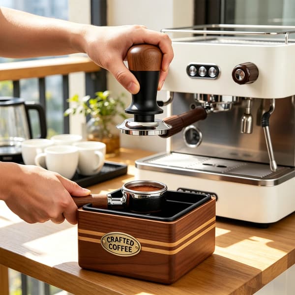 Espresso Tamper, Selvjusterende Design, Bølgebund,sort