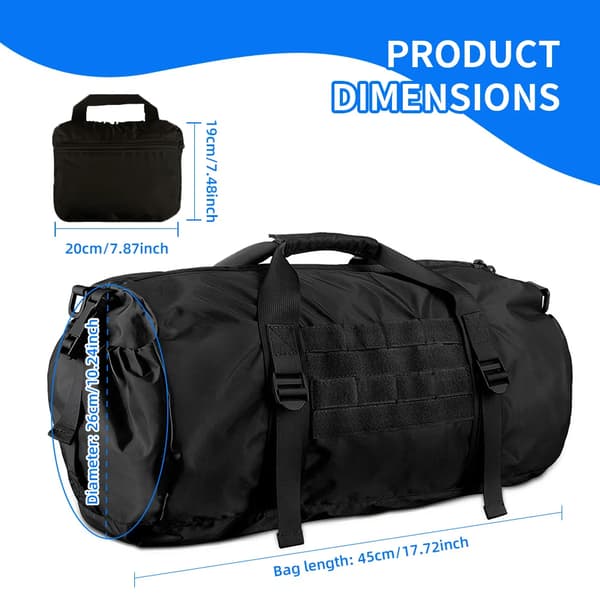Konvertibel Duffel Bag, Rummelig Design, Alsidige Bæreformer,sort farve
