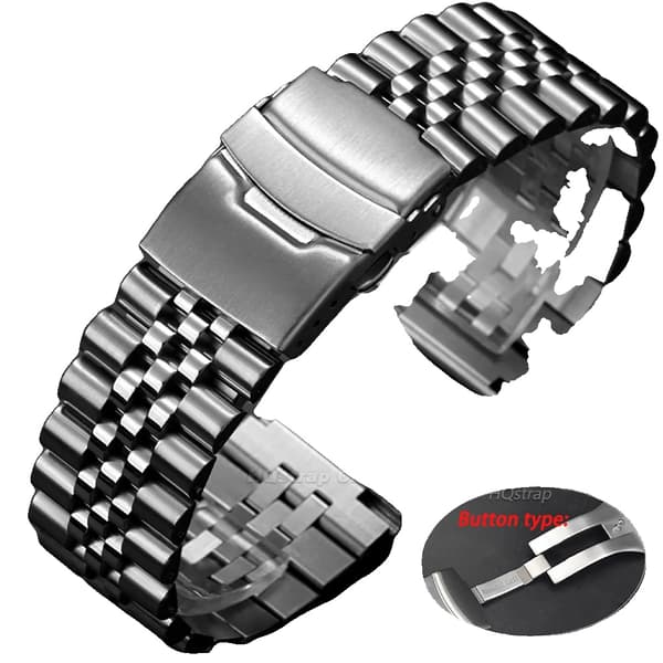 Armbånd, Solid Rustfrit Stål, Luksus Spænde Design,22mm, SV Solid spænde bånd-b