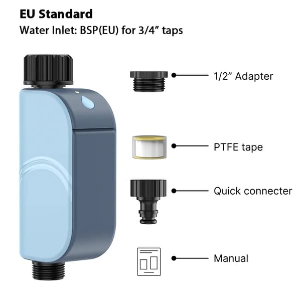 Trädgårdsvattentimer, Smart Wi-Fi-kontroll, Antiläckagedesign,WiFi-EU
