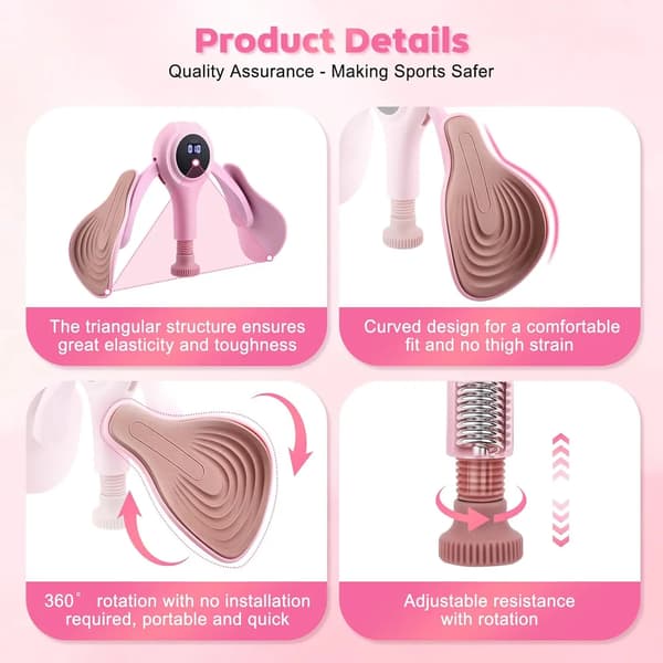Bäckenbottentränare, Mångsidig Helkroppsträning, Kompakt Design,Rosa